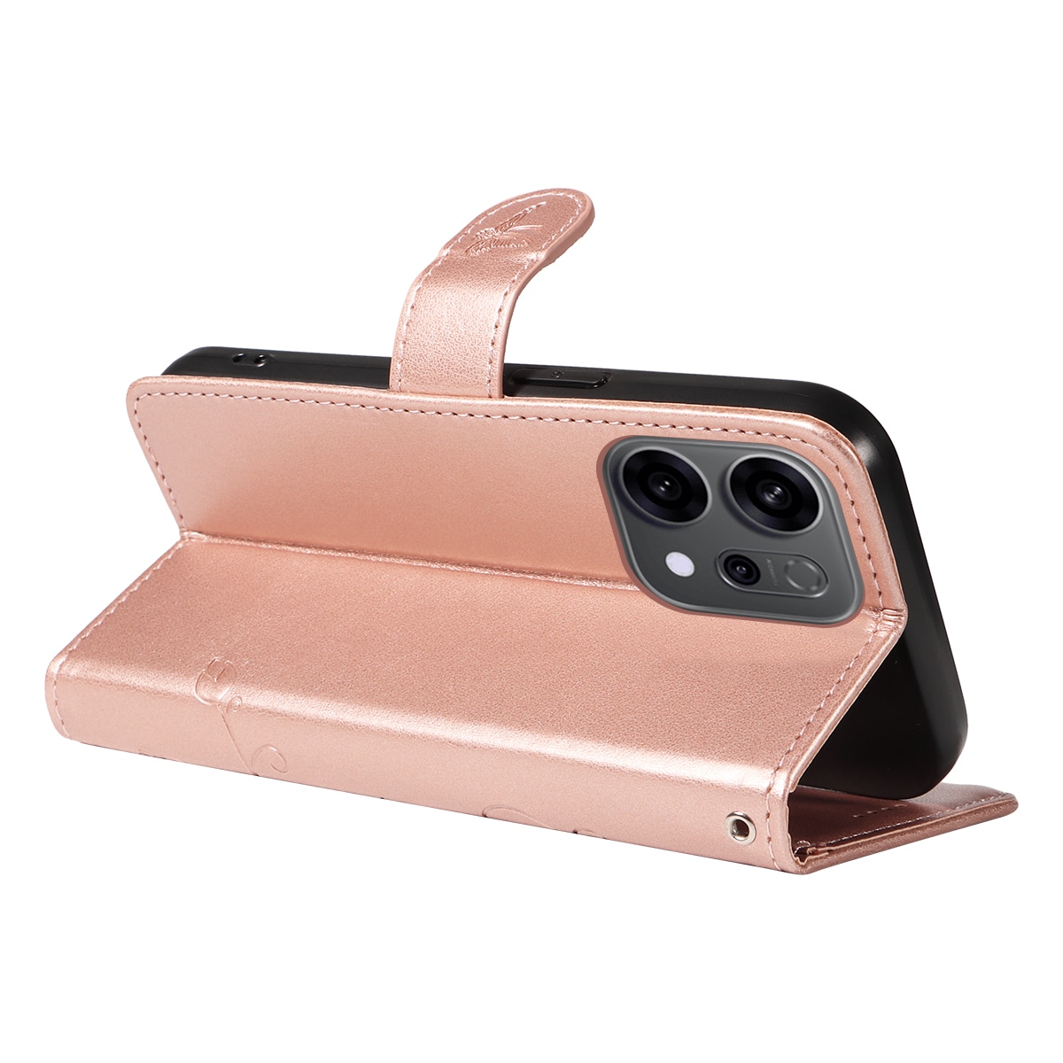 Oppo Reno 14 F Mobiletui med sommerfugler, Rosegull