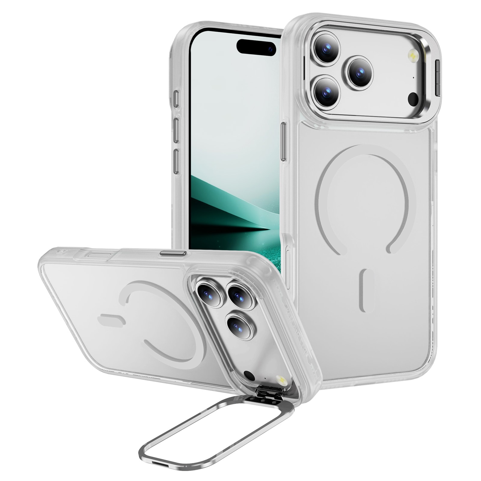 iPhone 17 Pro Max Hybriddeksel MagSafe med kickstand, Gjennomsiktig