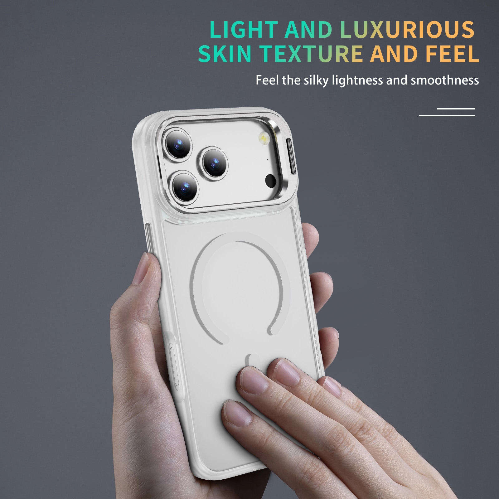 iPhone 17 Pro Max Hybriddeksel MagSafe med kickstand, Gjennomsiktig