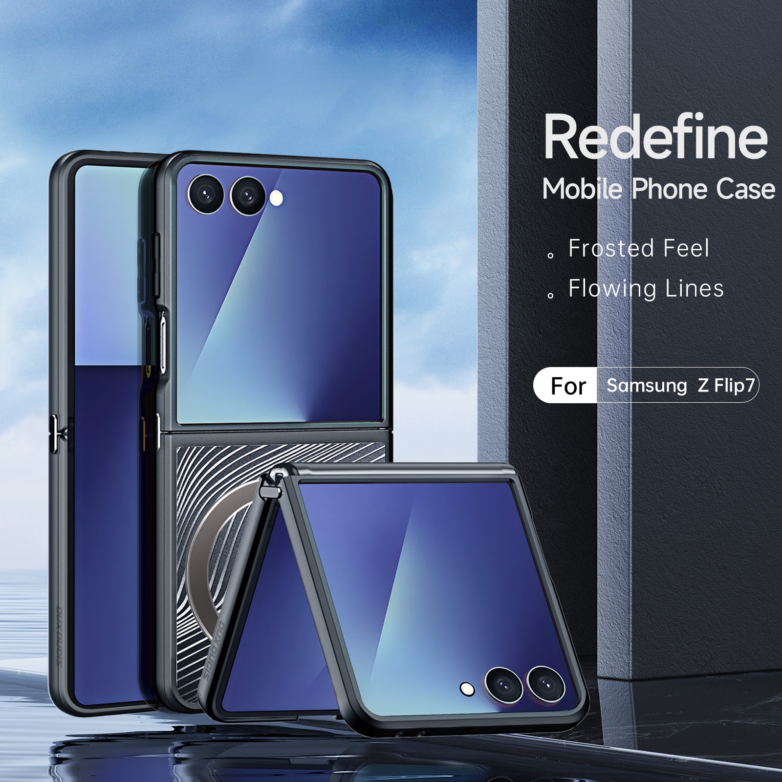 Samsung Galaxy Z Flip 7 Aimo Hybrid-deksel, Svart