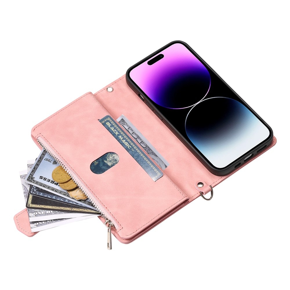 iPhone 17 Vattert lommebokveske, Rosa