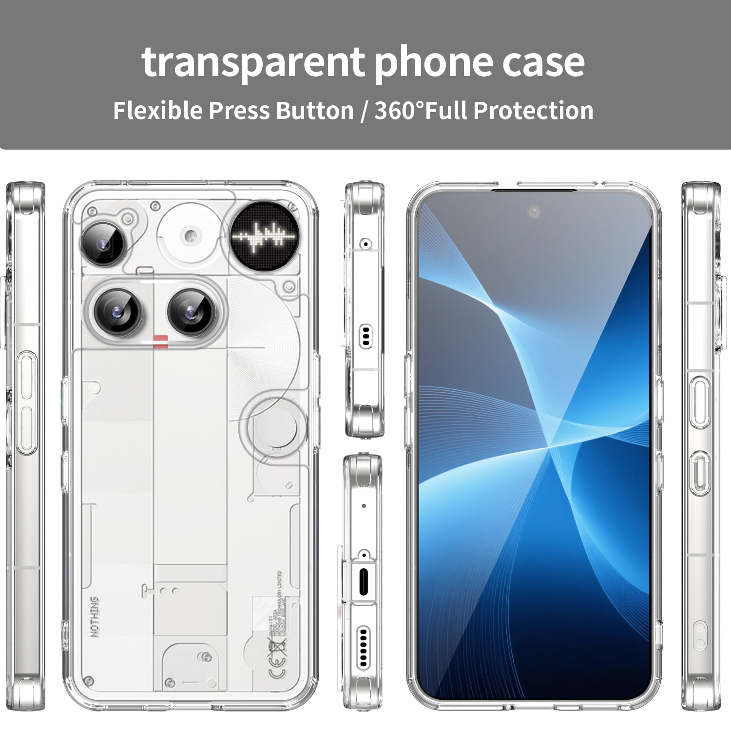 Nothing Phone 3 Crystal Hybrid-deksel, Gjennomsiktig