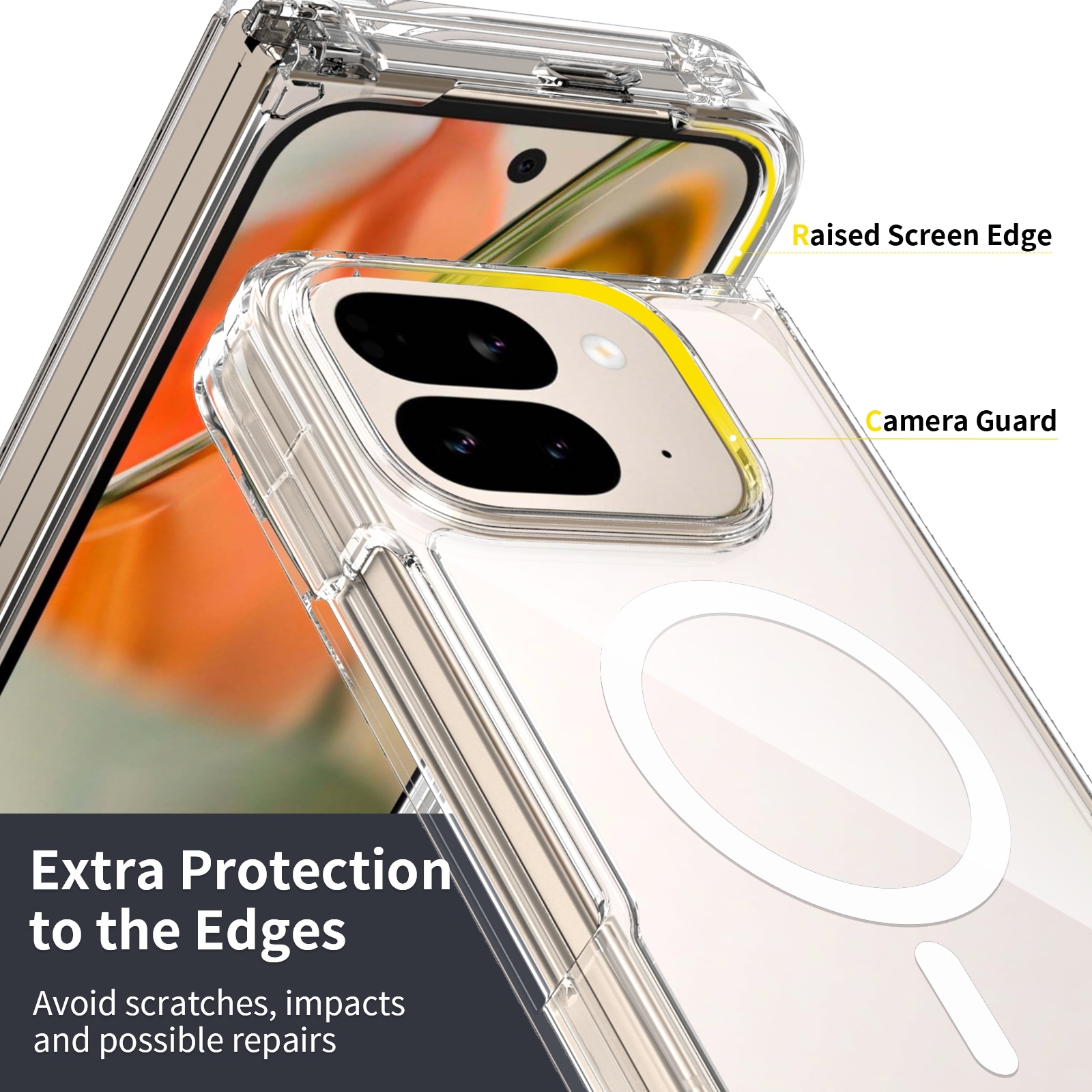 Google Pixel 10 Pro Fold MagSafe Hybrid-deksel, Gjennomsiktig