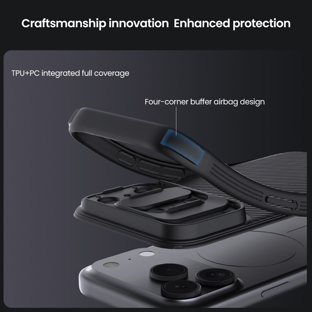 iPhone 17 Pro Deksel med kameralinsebeskyttelse - CamShield, Grå