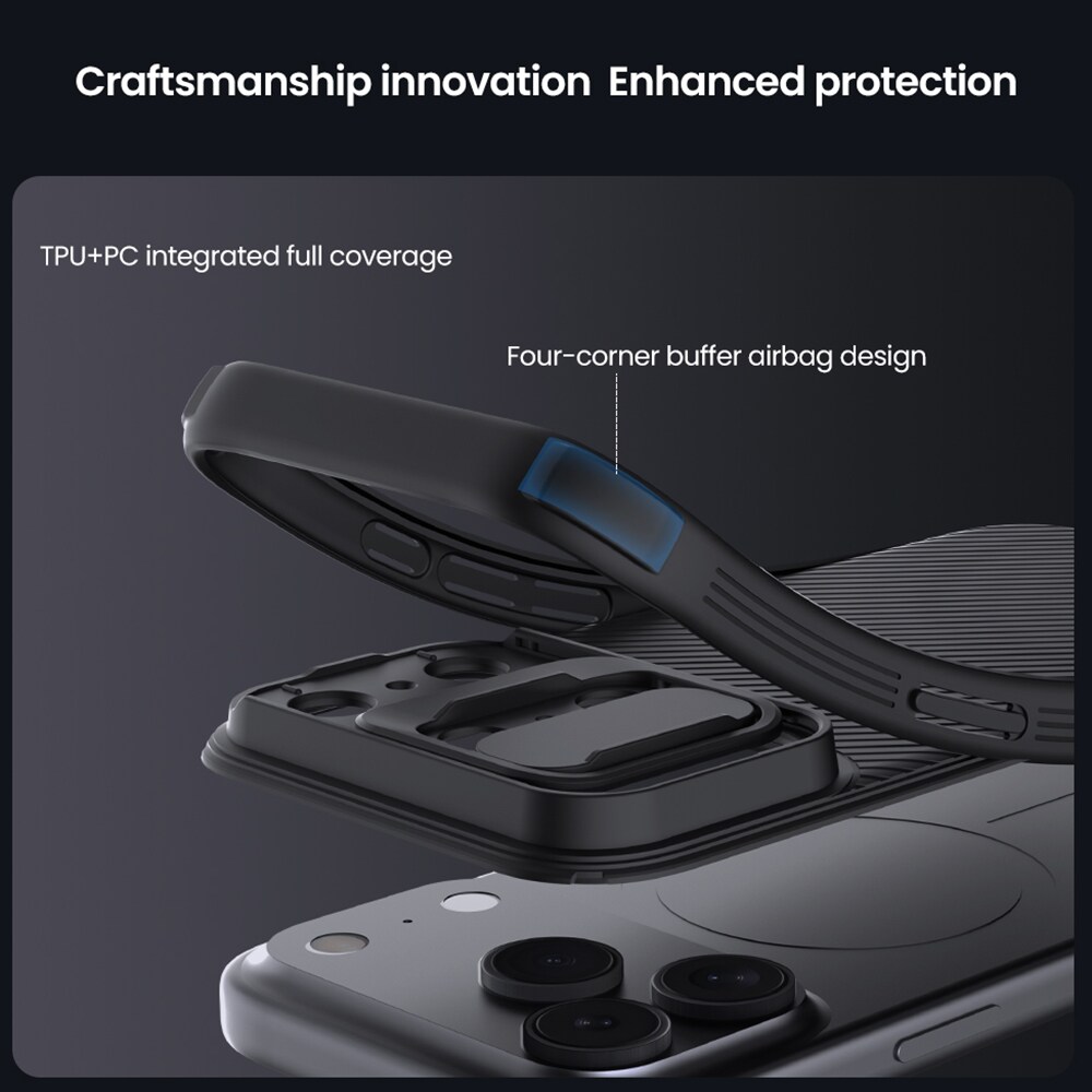 iPhone 17 Pro Max Deksel med kameralinsebeskyttelse - CamShield, Svart