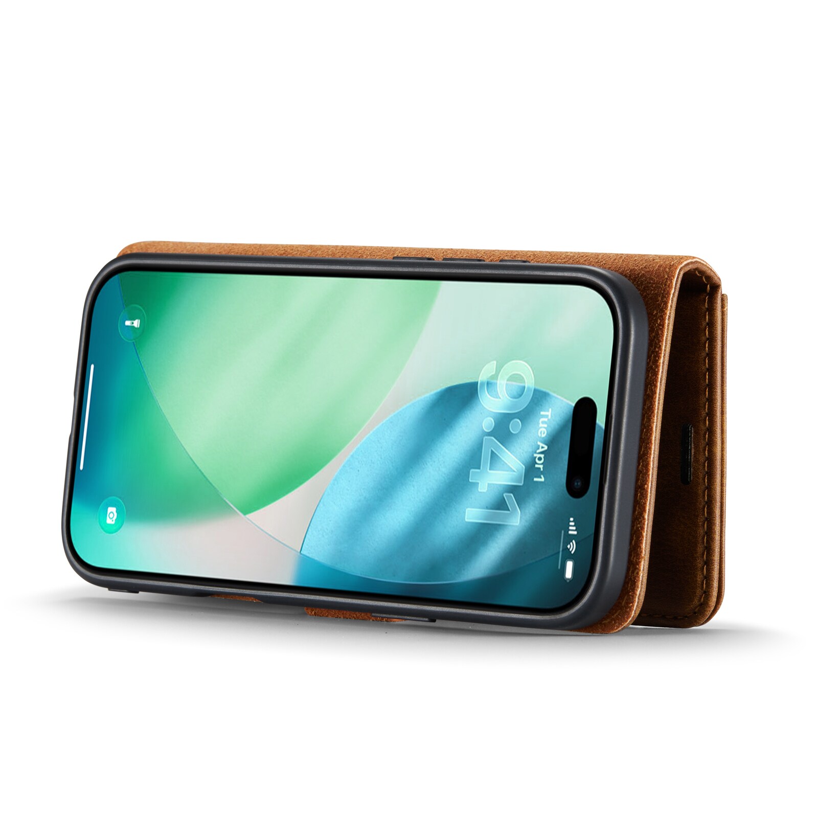 iPhone 17 Air Lommeboketui med avtakbart deksel, Cognac