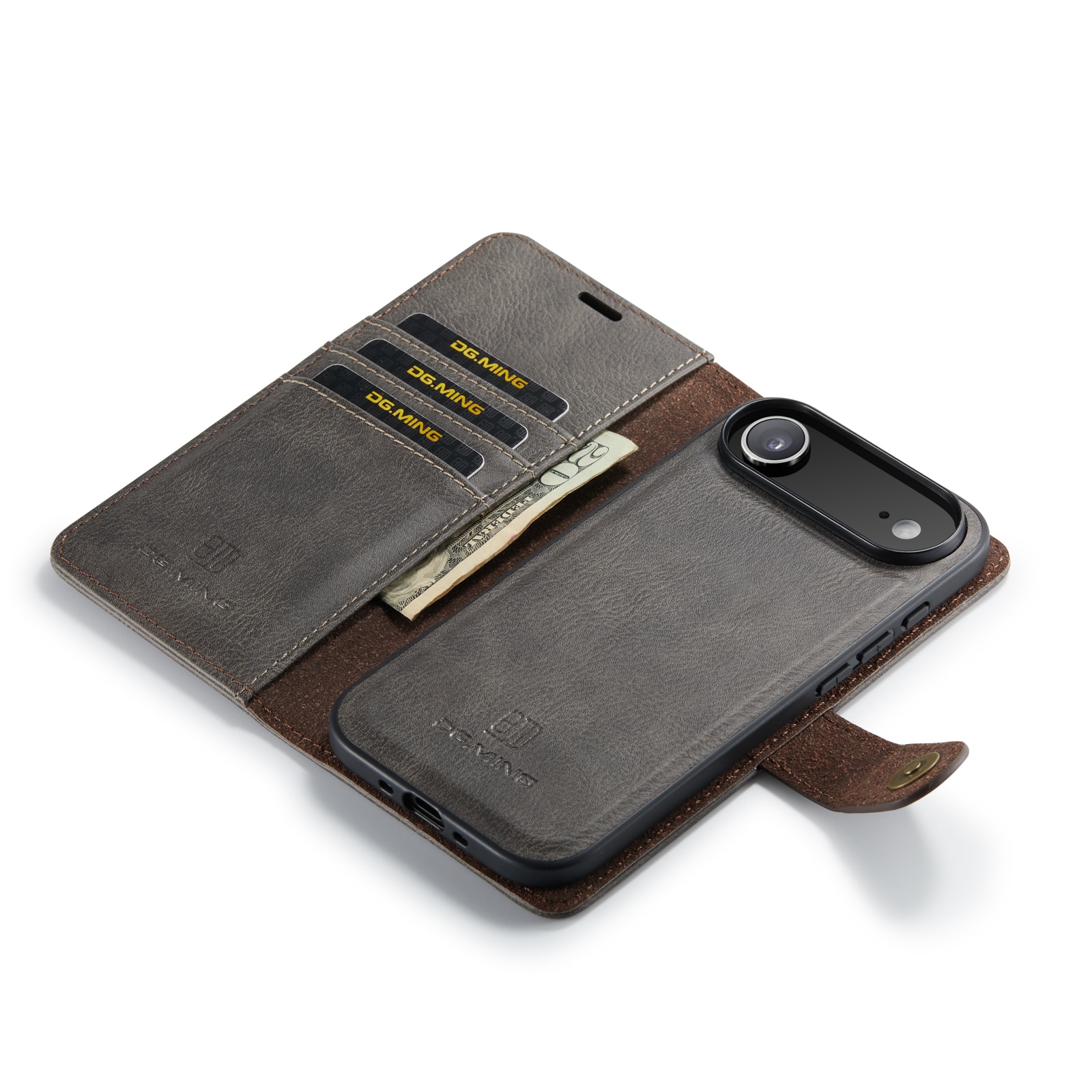 iPhone 17 Air Lommeboketui med avtakbart deksel, Brown