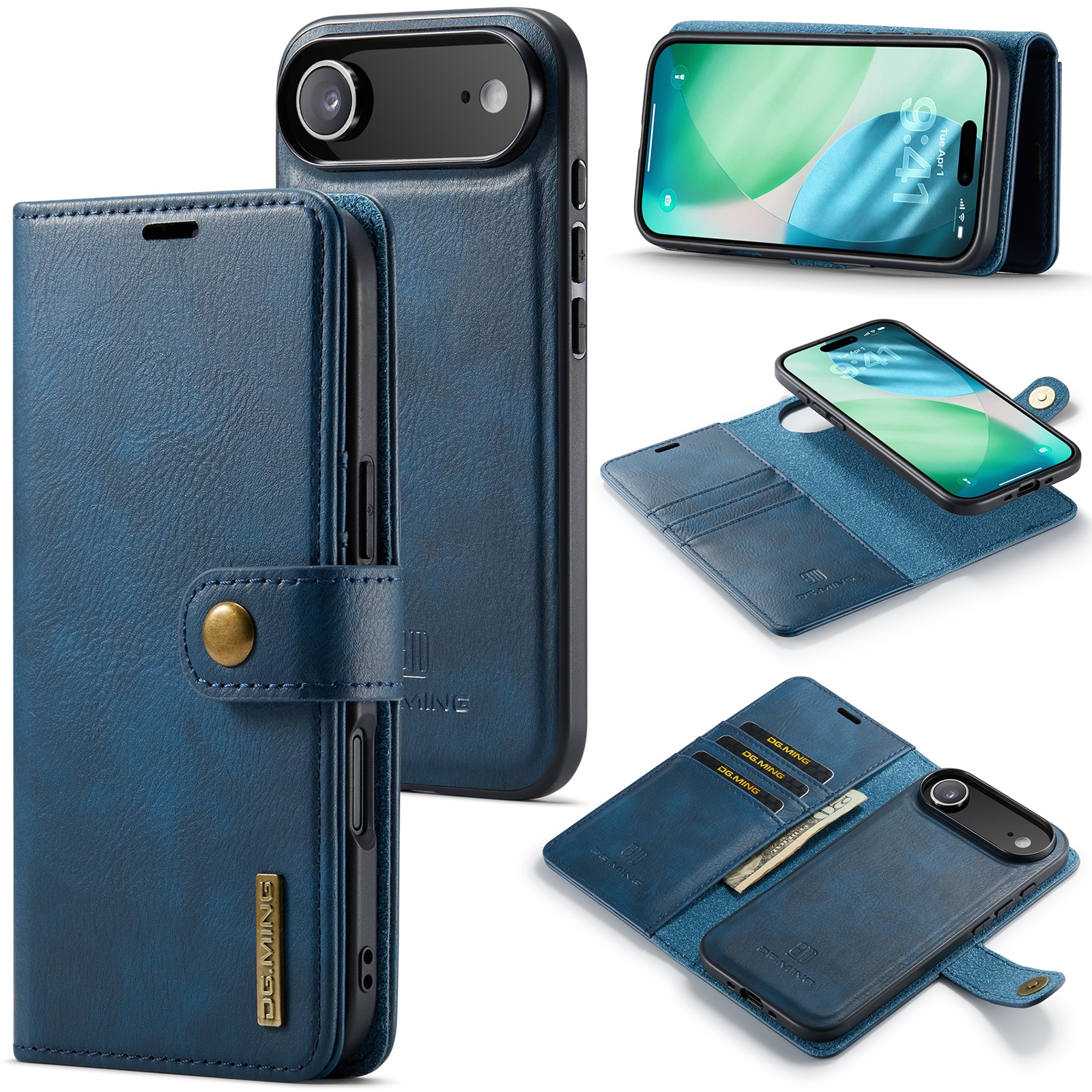 iPhone 17 Air Lommeboketui med avtakbart deksel, Blue