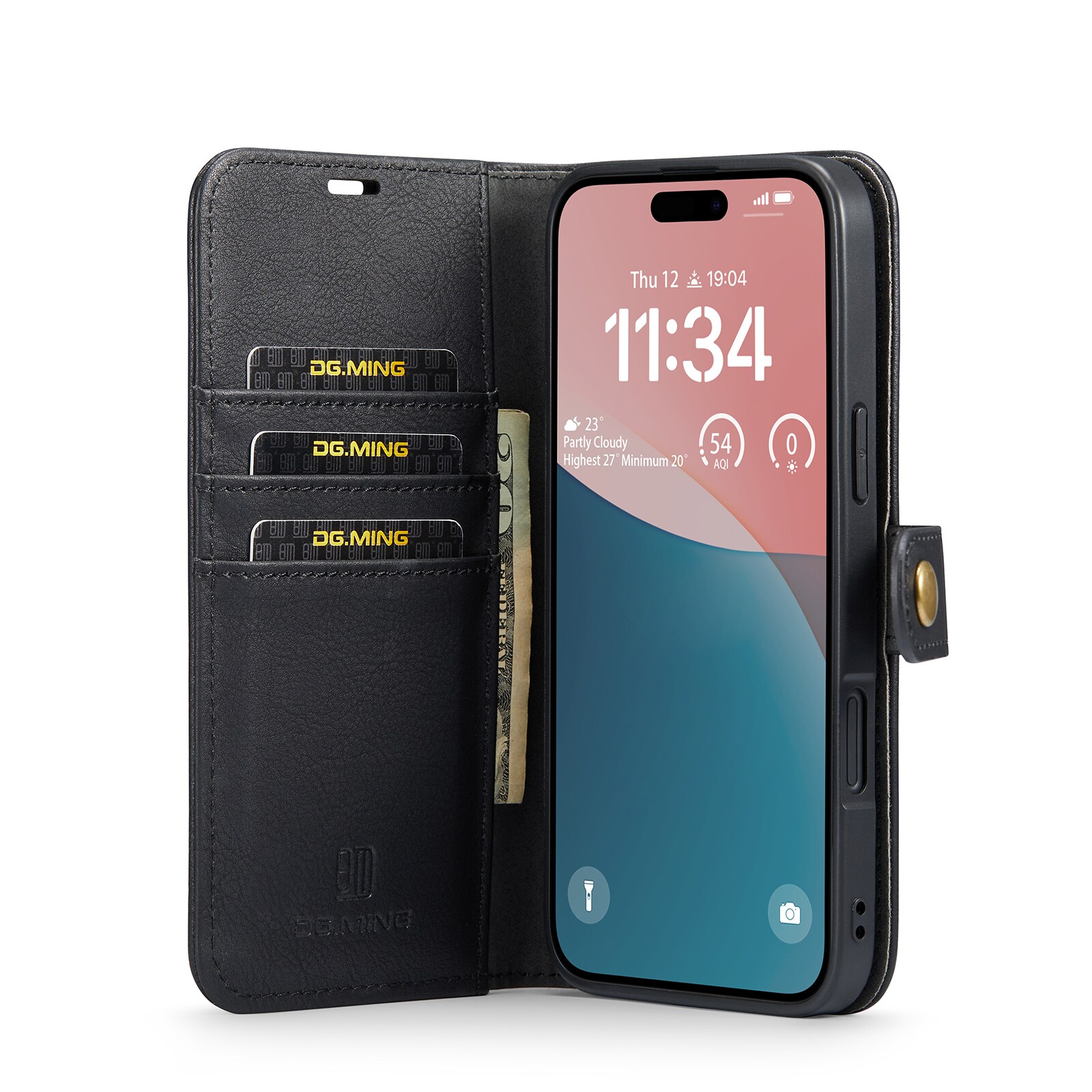 iPhone 17 Lommeboketui med avtakbart deksel, Black