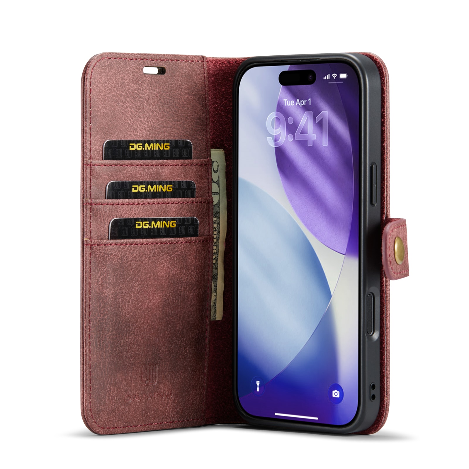 iPhone 17 Pro Max Lommeboketui med avtakbart deksel, Red