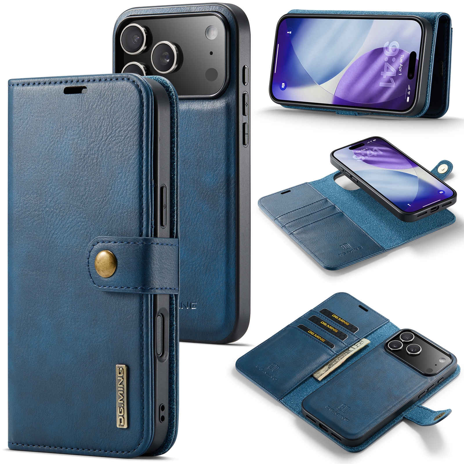 iPhone 17 Pro Max Lommeboketui med avtakbart deksel, Blue