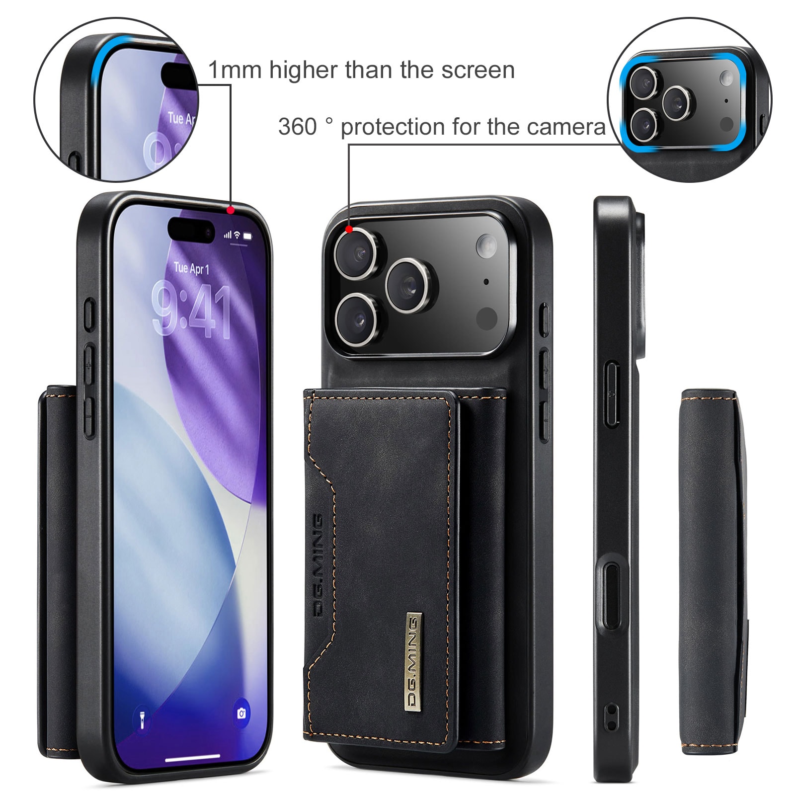 iPhone 17 Pro Deksel med avtakbar lommebok, Svart