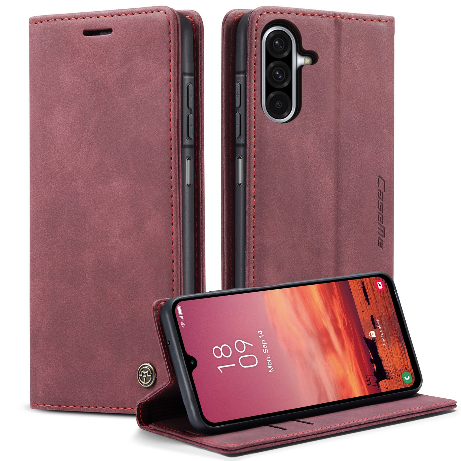 Samsung Galaxy A17 Slankt lommeboketui, Rød