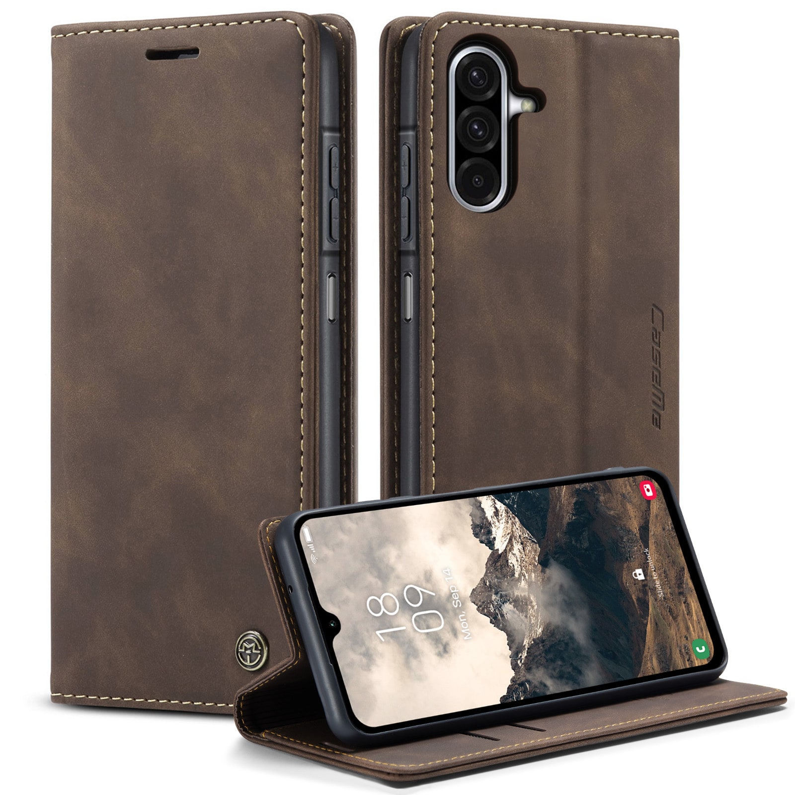 Samsung Galaxy A17 Slankt lommeboketui, Brun