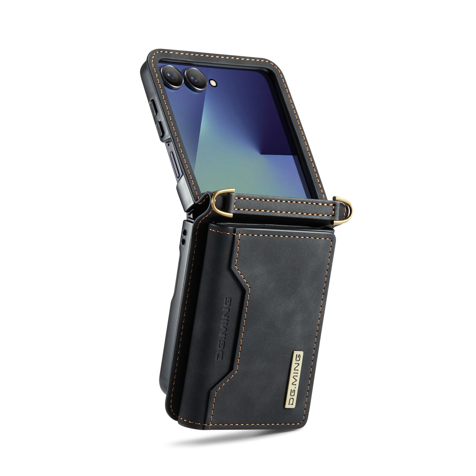 Samsung Galaxy Z Flip 7 Deksel med innebygd lommebok, Svart