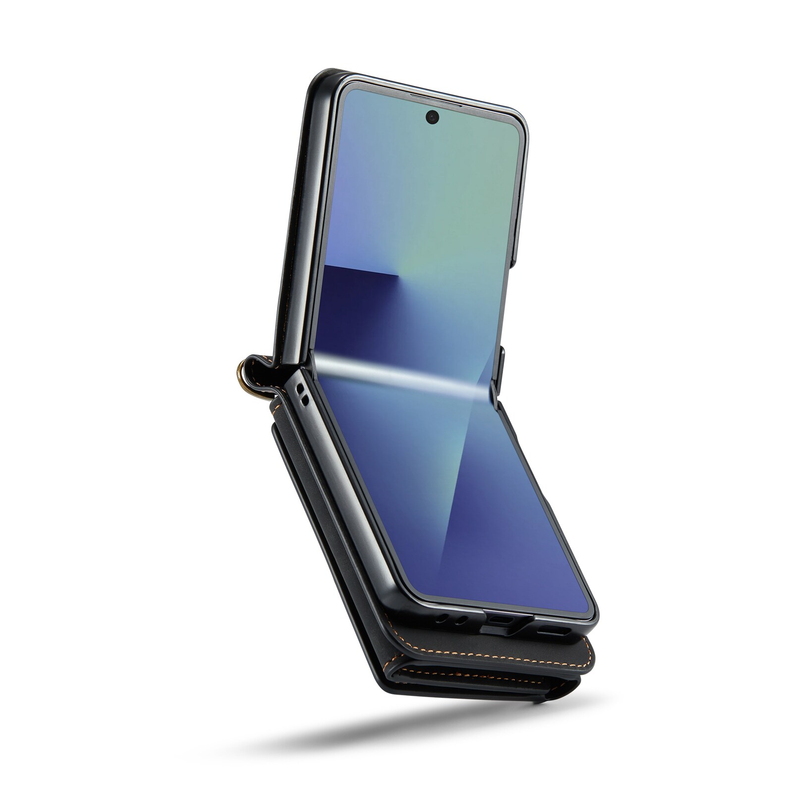 Samsung Galaxy Z Flip 7 Deksel med innebygd lommebok, Svart