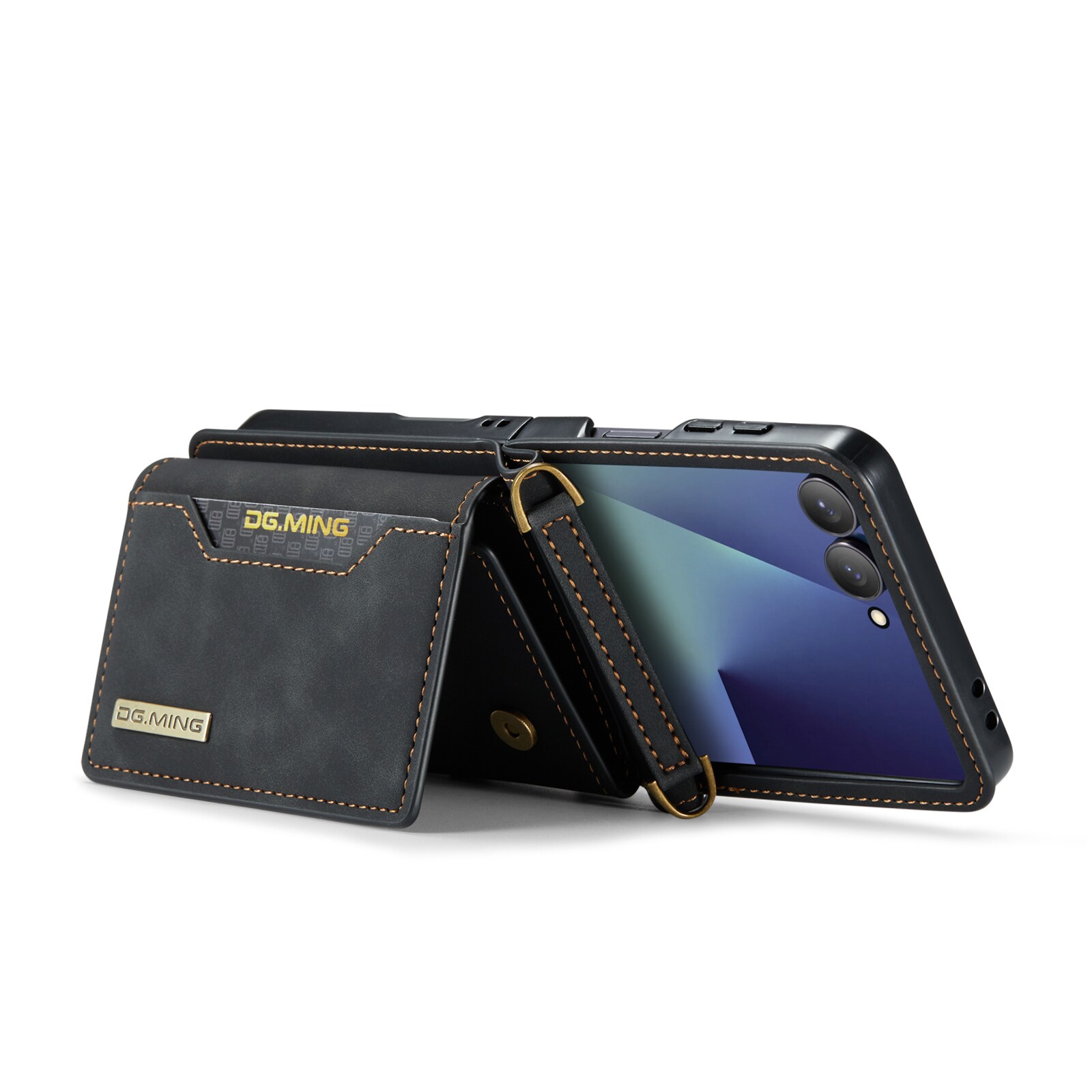 Samsung Galaxy Z Flip 7 Deksel med innebygd lommebok, Svart