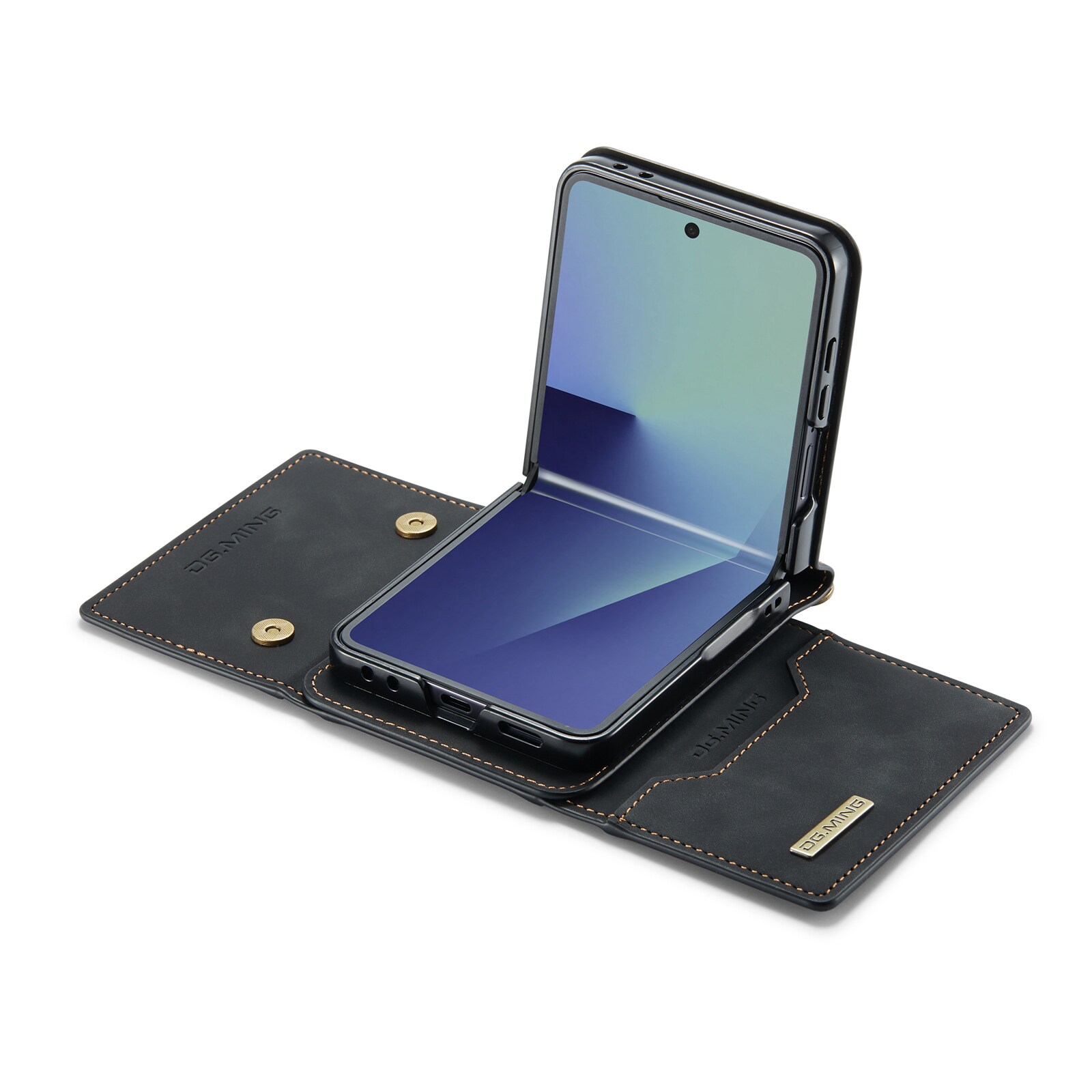 Samsung Galaxy Z Flip 7 Deksel med innebygd lommebok, Svart