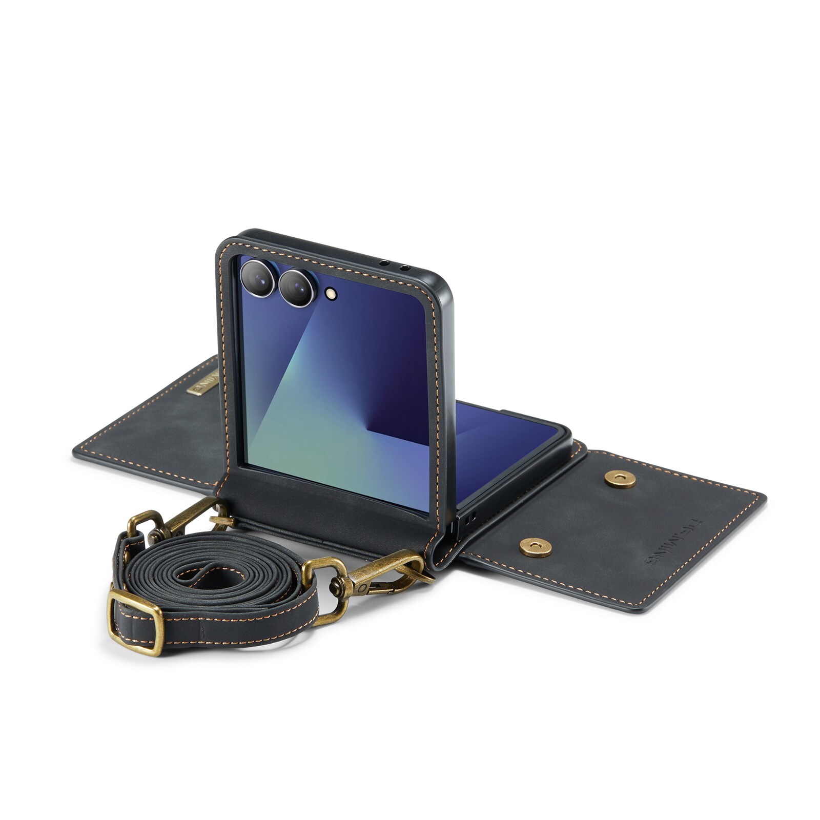 Samsung Galaxy Z Flip 7 Deksel med innebygd lommebok, Svart