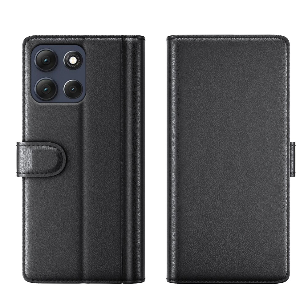 Motorola Moto G86 Lommeboketui i ekte skinn, Svart