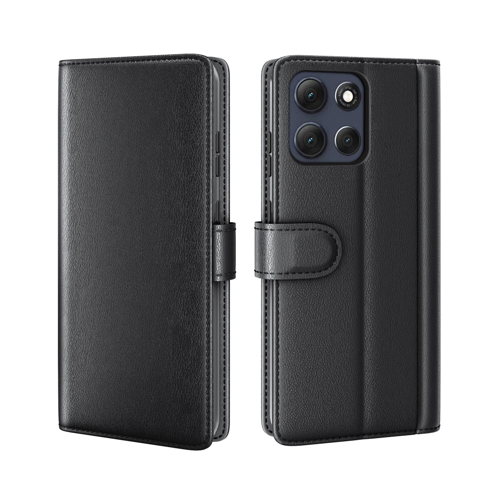 Motorola Moto G86 Lommeboketui i ekte skinn, Svart