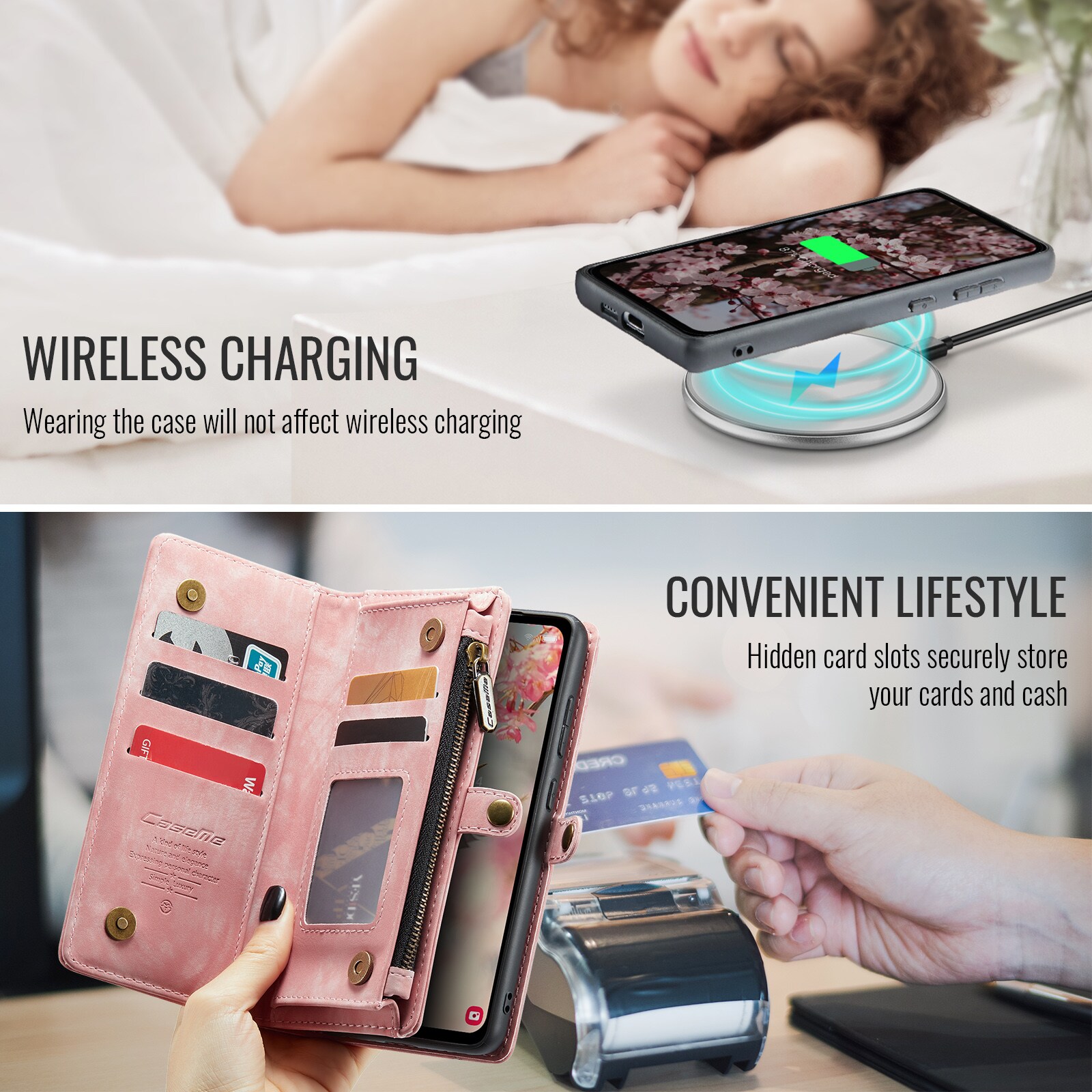 Samsung Galaxy S25 FE Romslig lommeboketui med mange kortlommer, Rosa