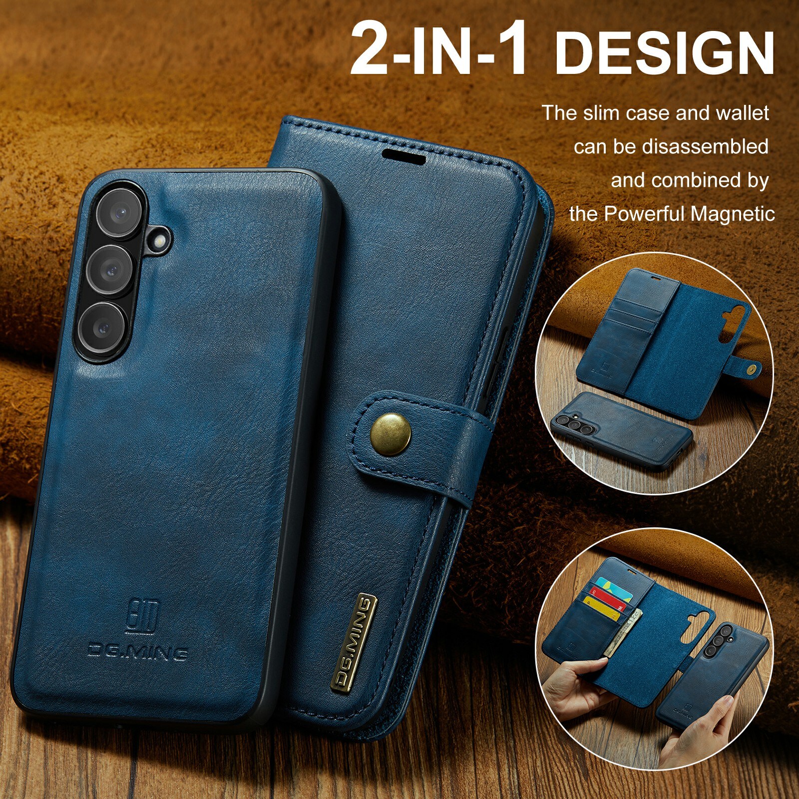 Samsung Galaxy S25 FE Lommeboketui med avtakbart deksel, Blue