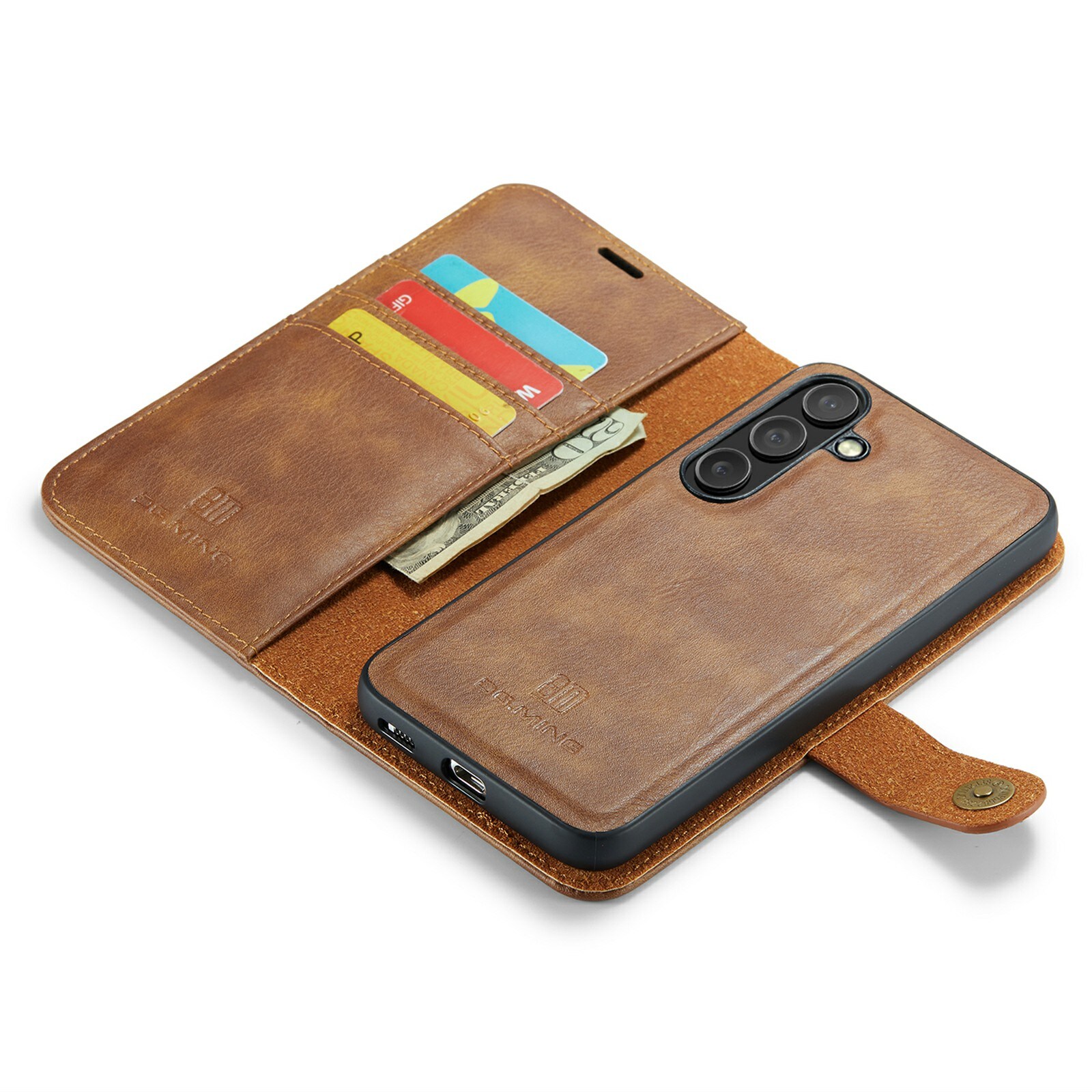 Samsung Galaxy S25 FE Lommeboketui med avtakbart deksel, Cognac