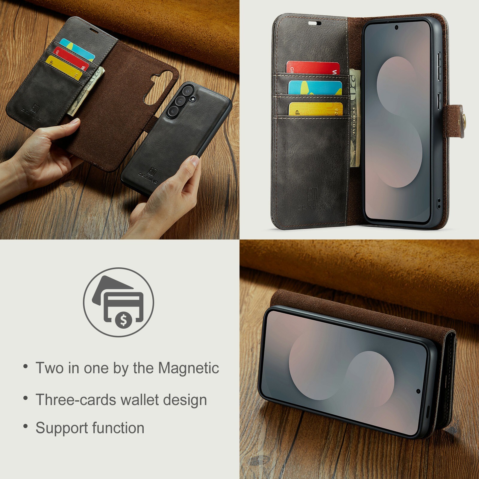 Samsung Galaxy S25 FE Lommeboketui med avtakbart deksel, Brown