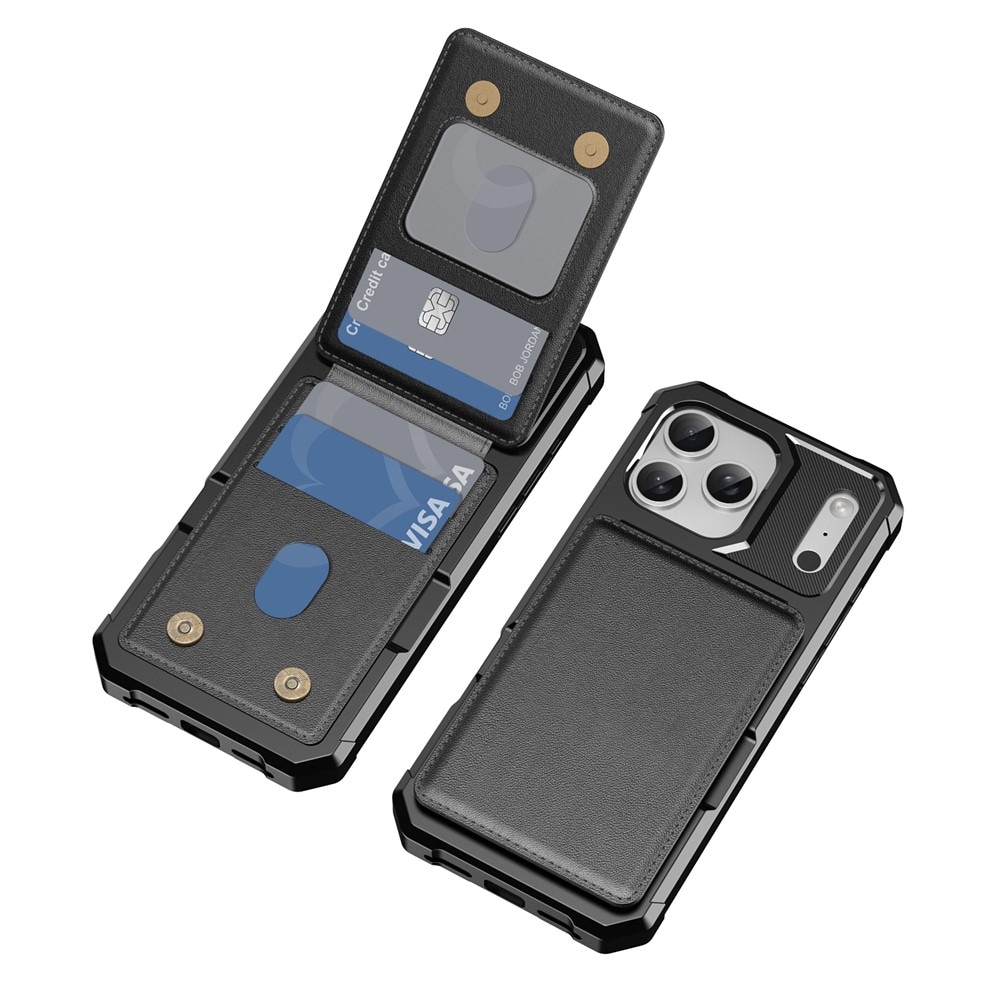 iPhone 17 Pro Stilrent Mobildeksel med Lommebok, Svart