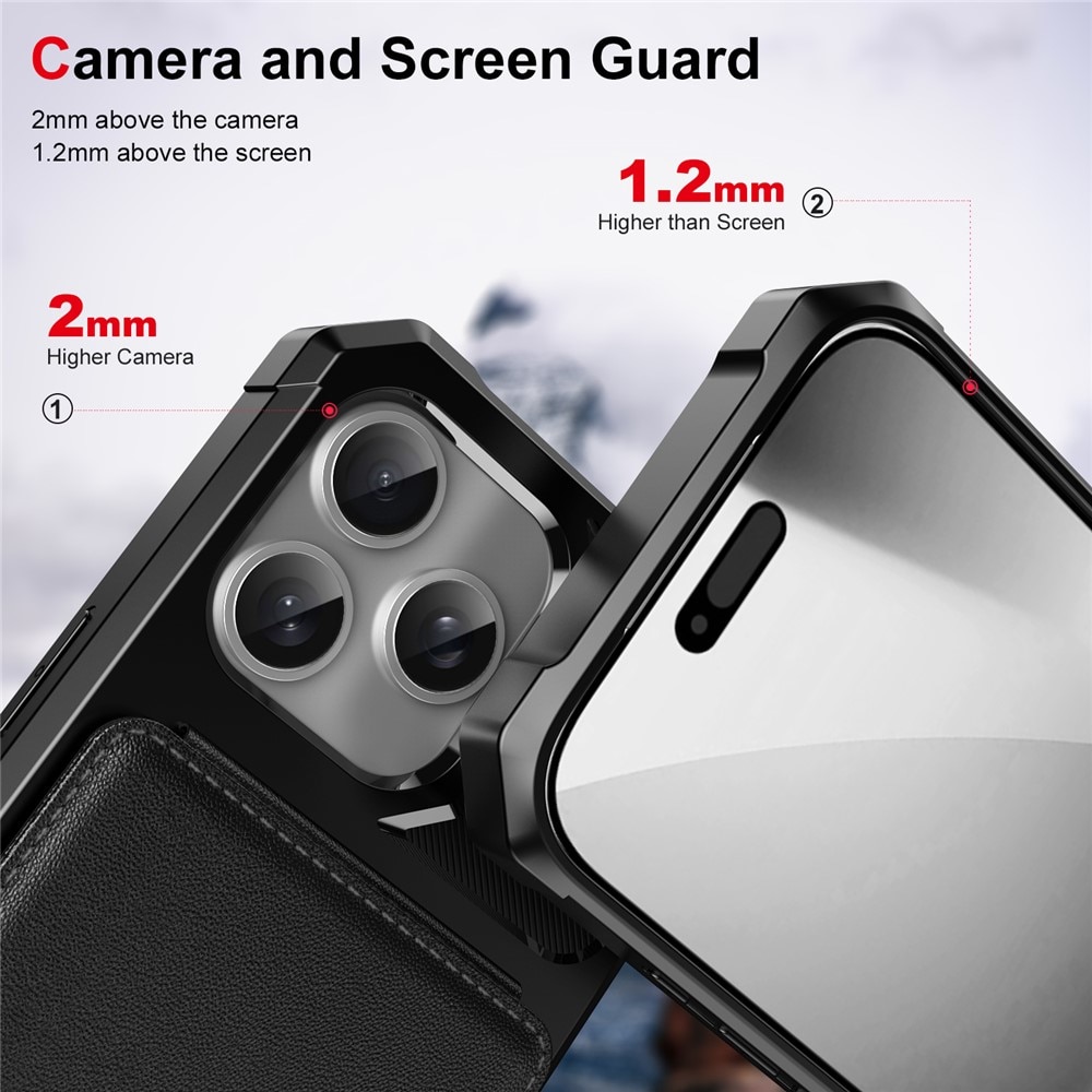 iPhone 17 Pro Stilrent Mobildeksel med Lommebok, Svart