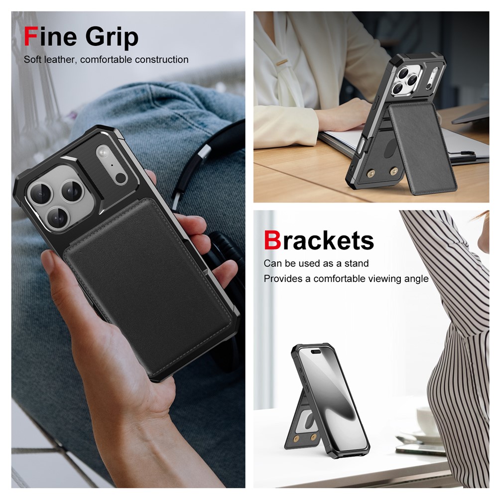 iPhone 17 Pro Stilrent Mobildeksel med Lommebok, Svart