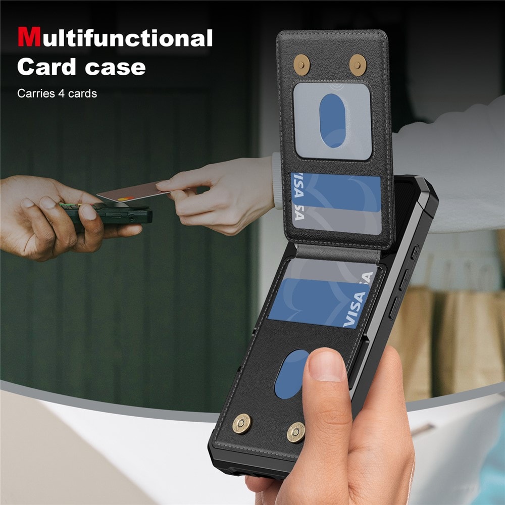 iPhone 17 Pro Max Stilrent Mobildeksel med Lommebok, Svart