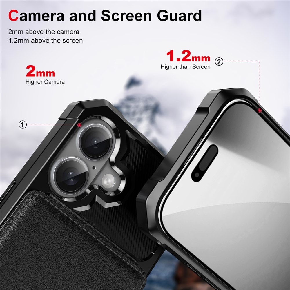 iPhone 17 Pro Max Stilrent Mobildeksel med Lommebok, Svart