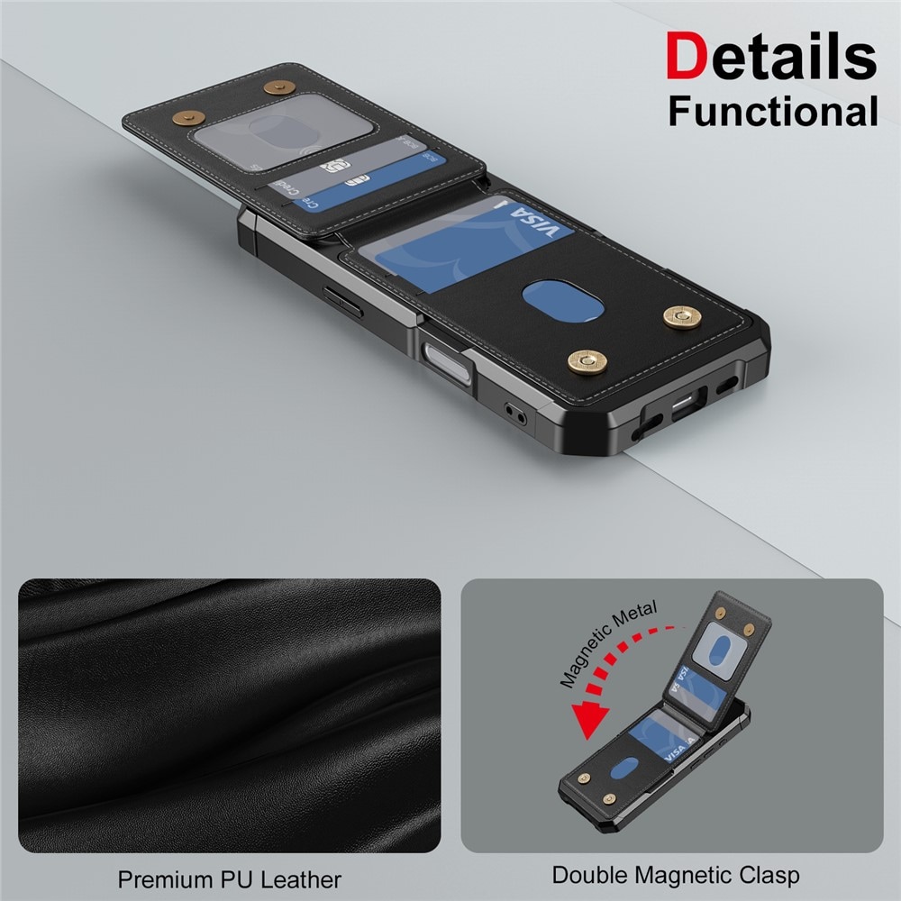 iPhone 17 Pro Max Stilrent Mobildeksel med Lommebok, Svart