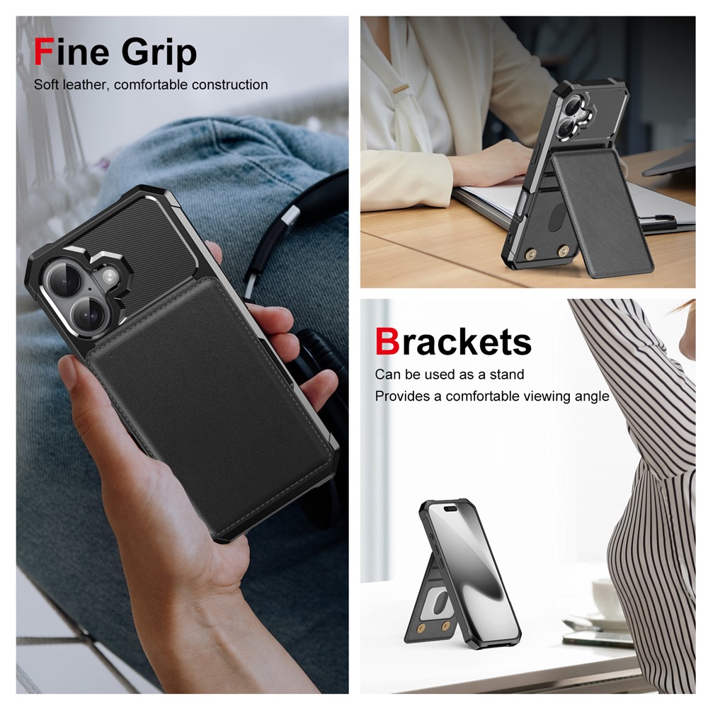 iPhone 17 Pro Max Stilrent Mobildeksel med Lommebok, Svart