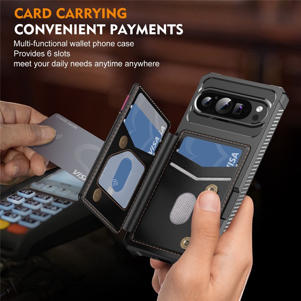 Google Pixel 10 Pro Mobildeksel med RFID-Lommebok, Svart