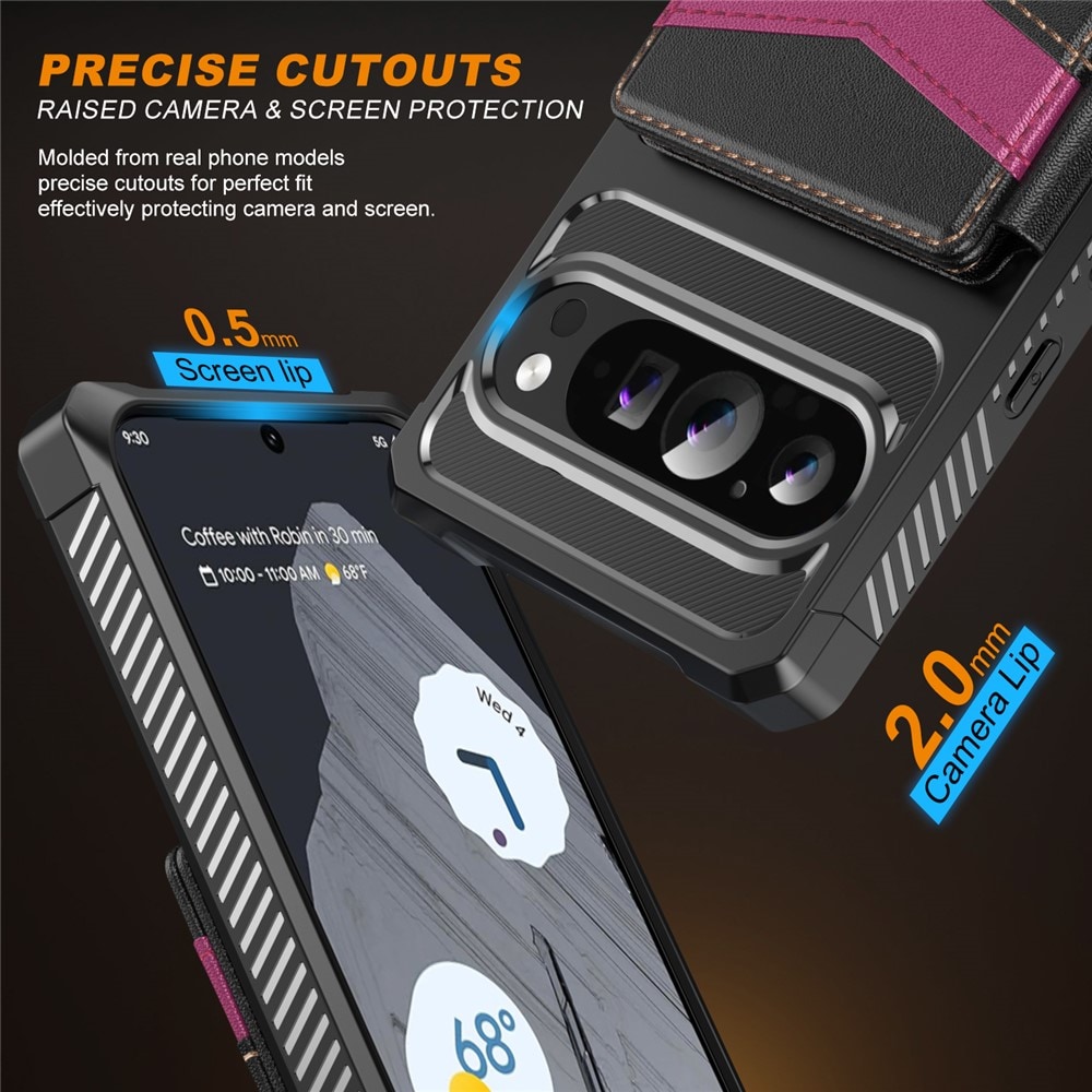 Google Pixel 10 Pro Mobildeksel med RFID-Lommebok, Svart