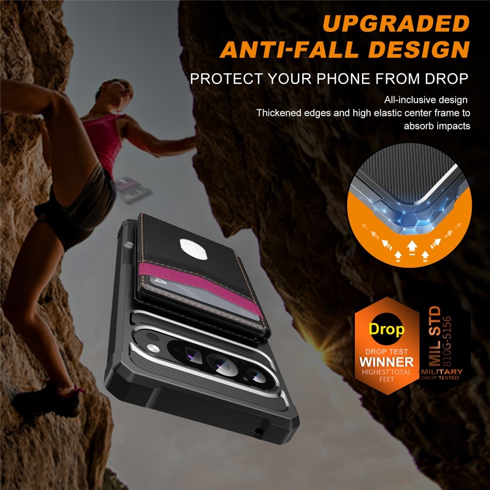 Google Pixel 10 Pro Mobildeksel med RFID-Lommebok, Svart