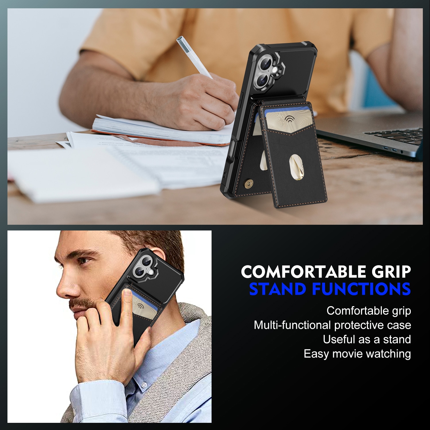 iPhone 17 Magnetisk mobildeksel med avtakbar lommebok, Svart
