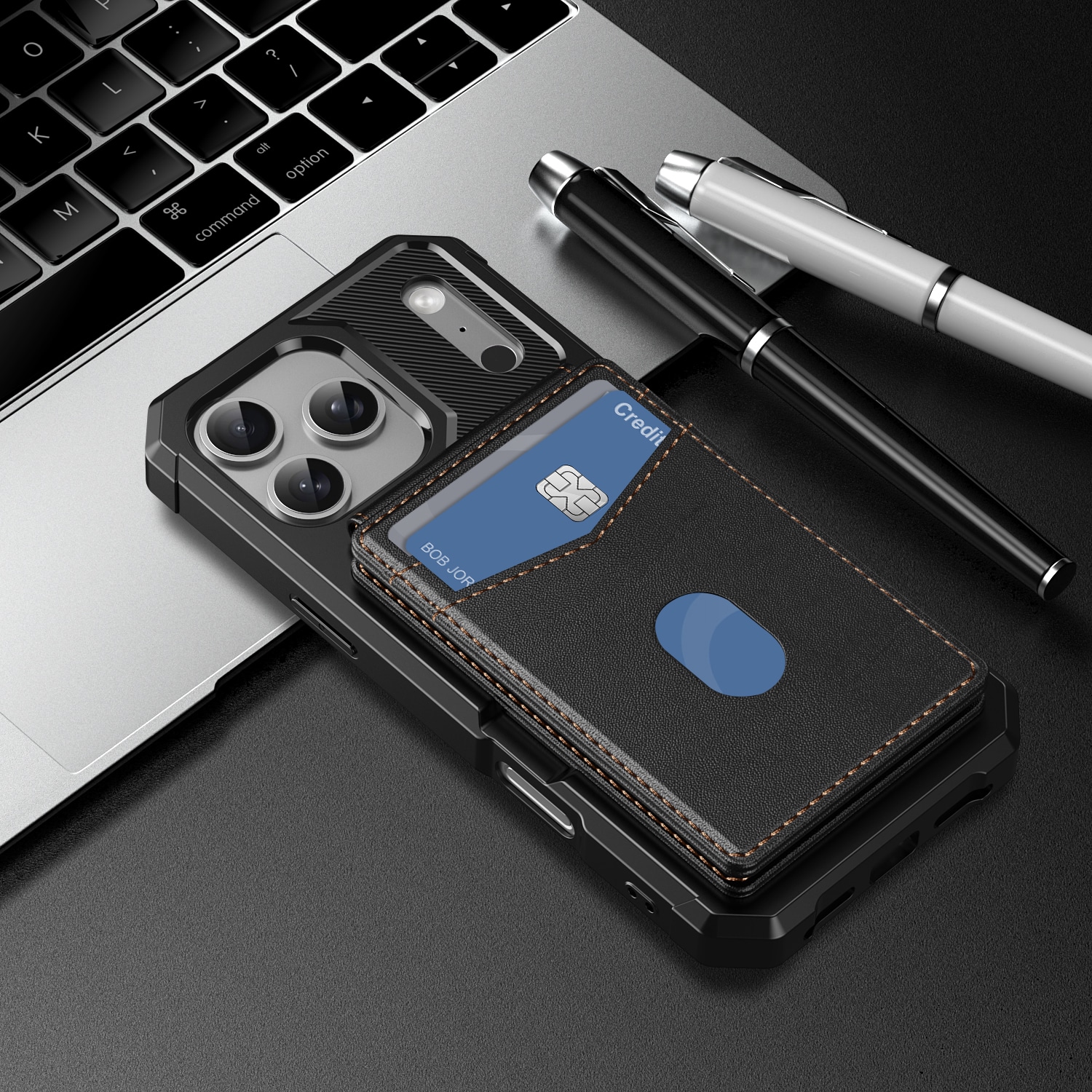 iPhone 17 Pro Max Magnetisk mobildeksel med avtakbar lommebok, Svart