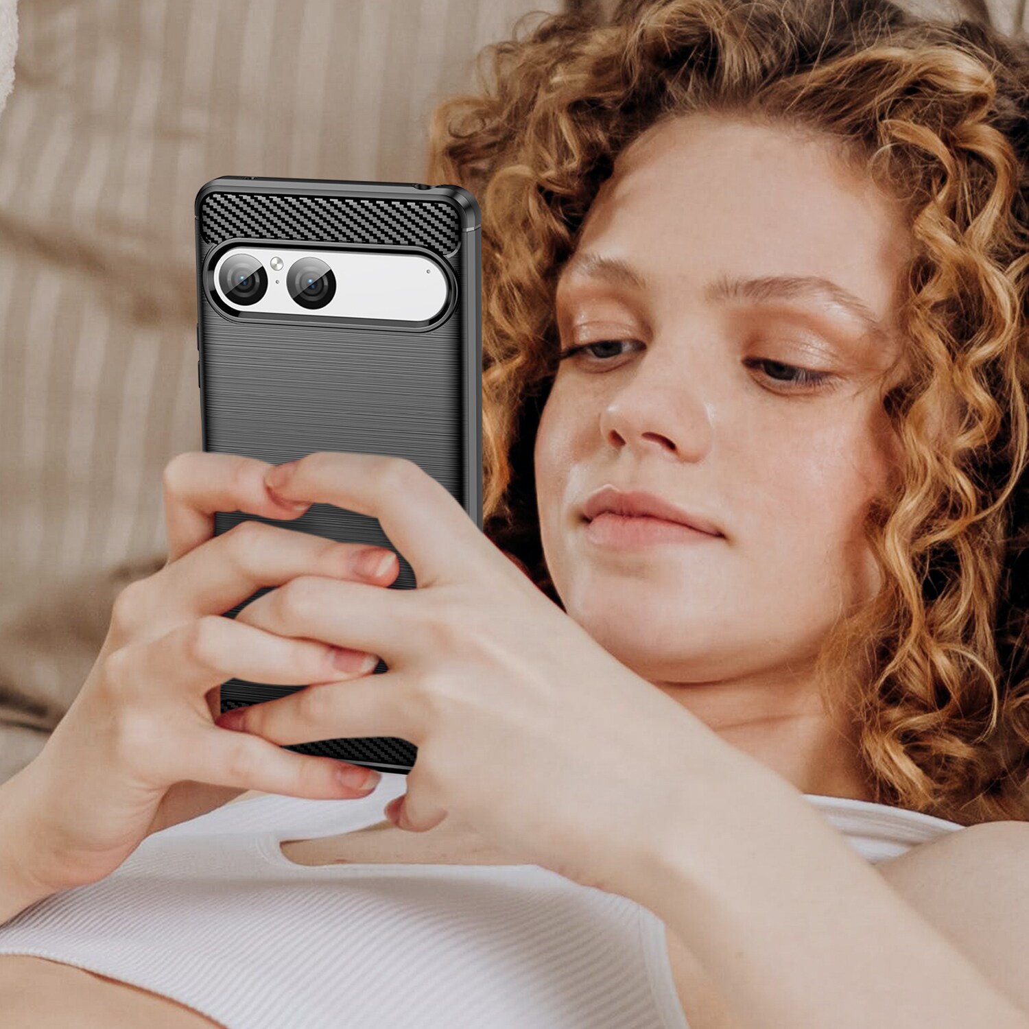 Sony Xperia 10 VII TPU-deksel Brushed, Svart