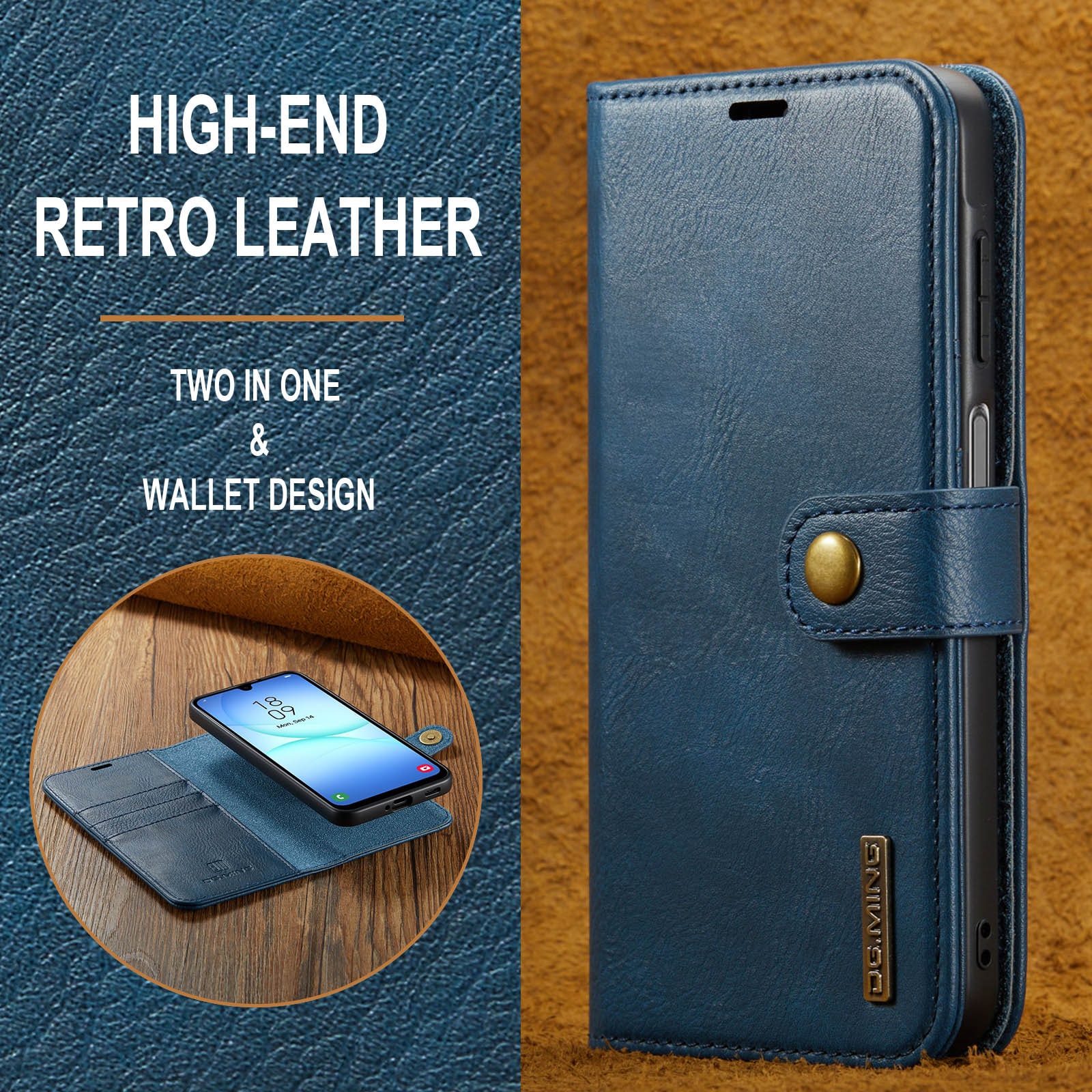 Samsung Galaxy A17 Lommeboketui med avtakbart deksel, Blue