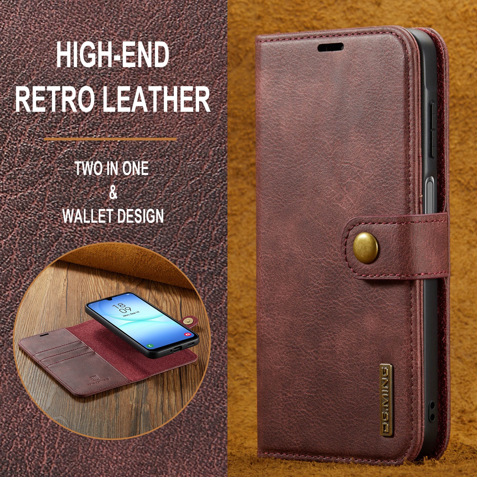 Samsung Galaxy A17 Lommeboketui med avtakbart deksel, Red