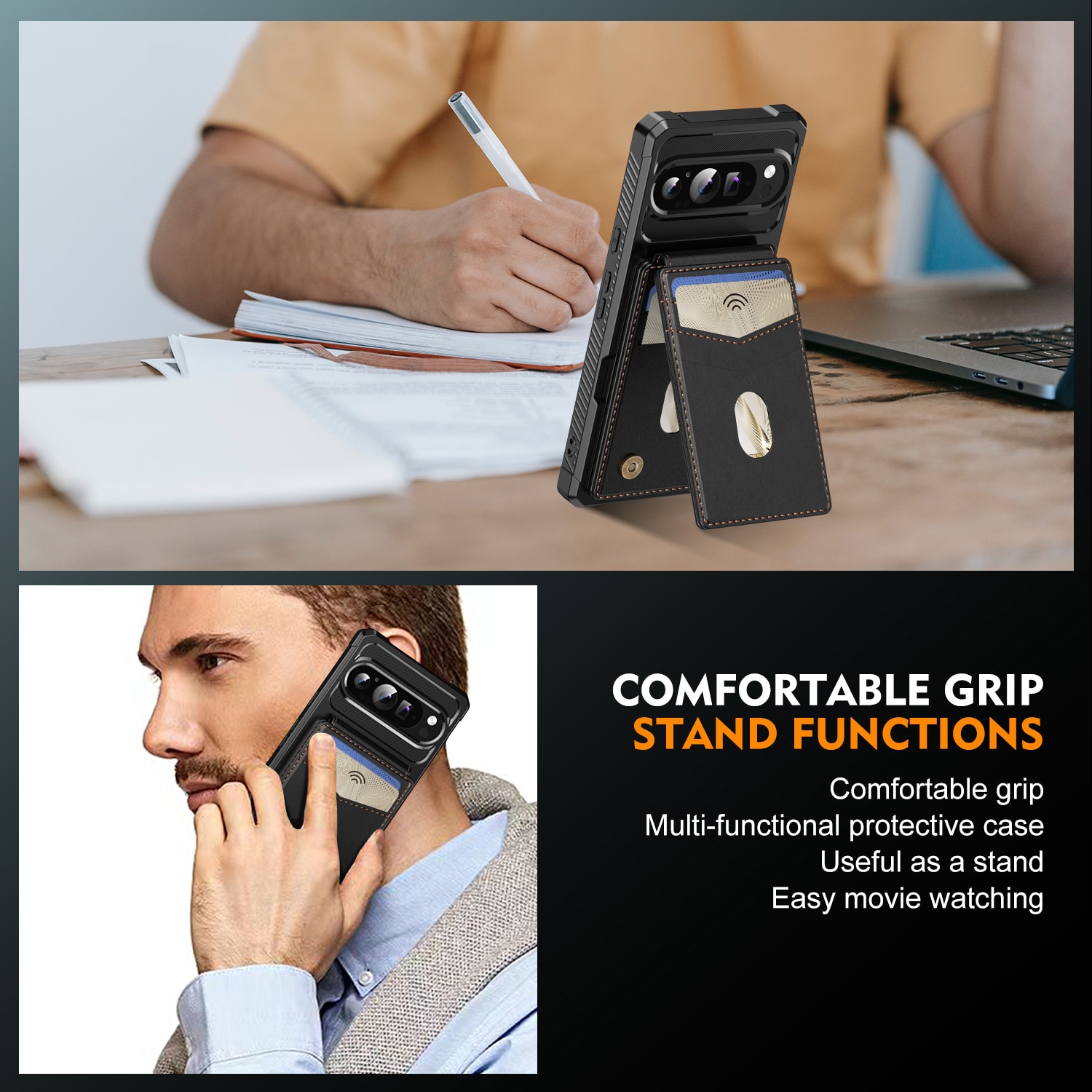 Google Pixel 10 Pro Magnetisk mobildeksel med avtakbar lommebok, Svart