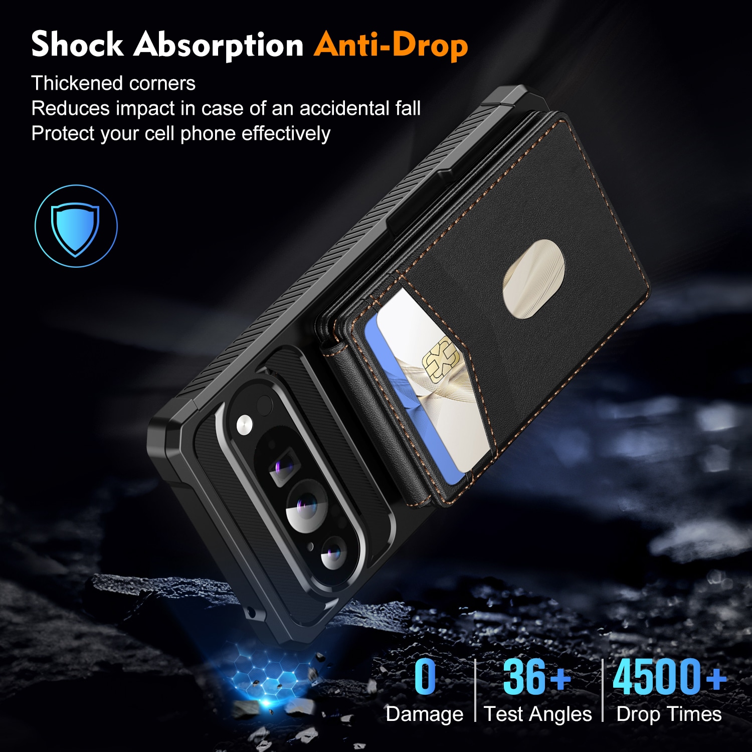 Google Pixel 10 Pro Magnetisk mobildeksel med avtakbar lommebok, Svart