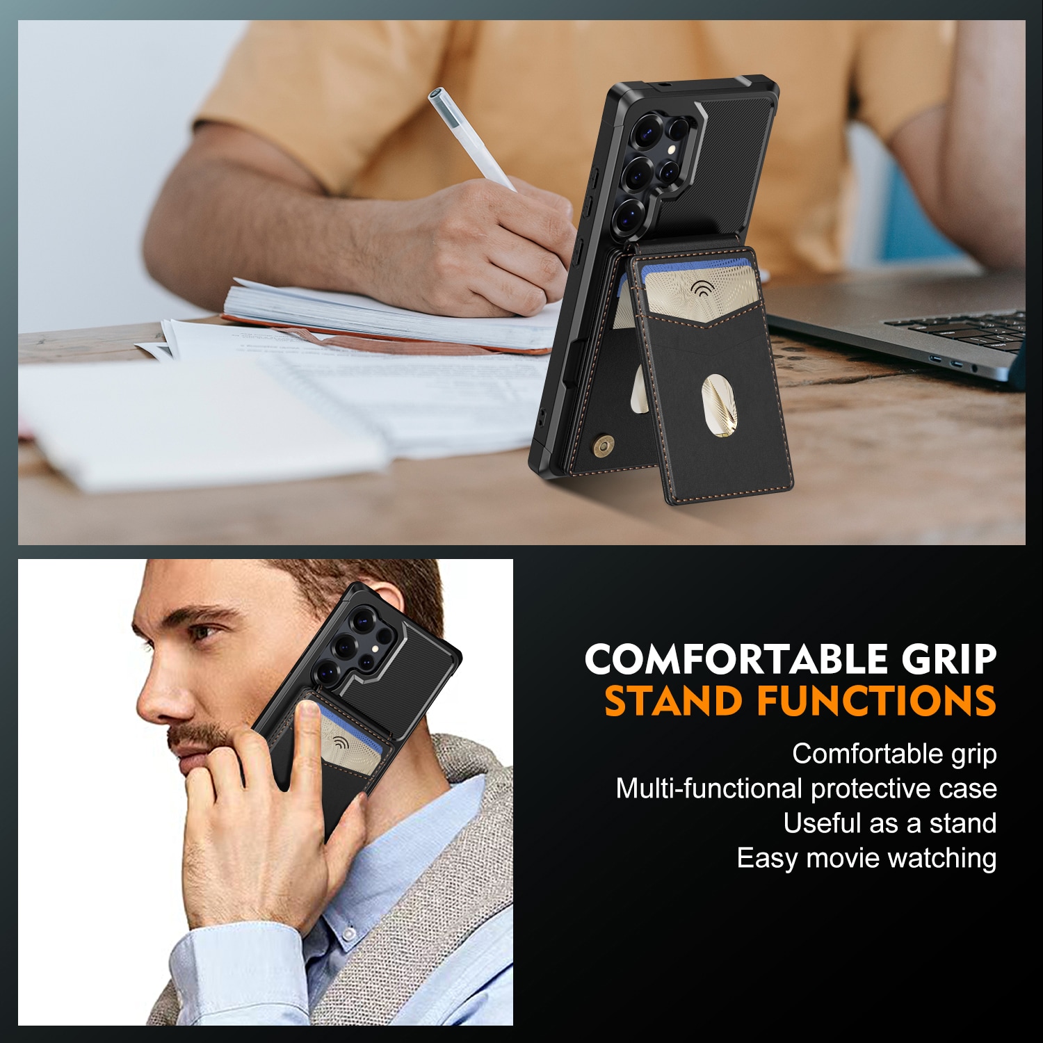 Samsung Galaxy S24 Ultra Magnetisk mobildeksel med avtakbar lommebok, Svart