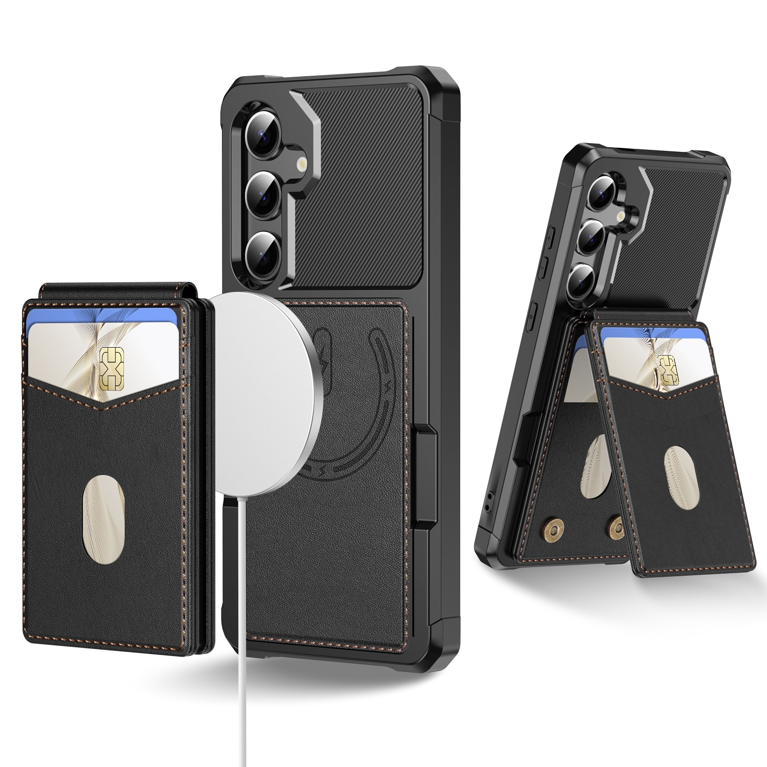 Samsung Galaxy S25 Magnetisk mobildeksel med avtakbar lommebok, Svart