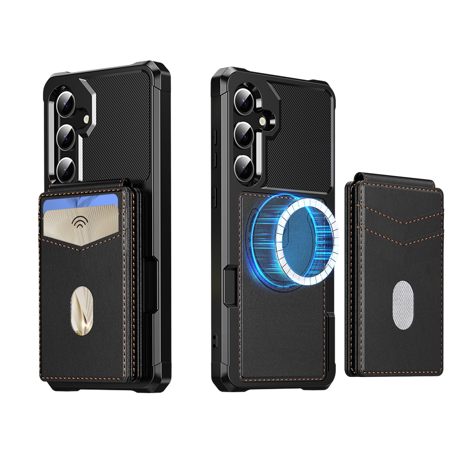 Samsung Galaxy S25 Magnetisk mobildeksel med avtakbar lommebok, Svart