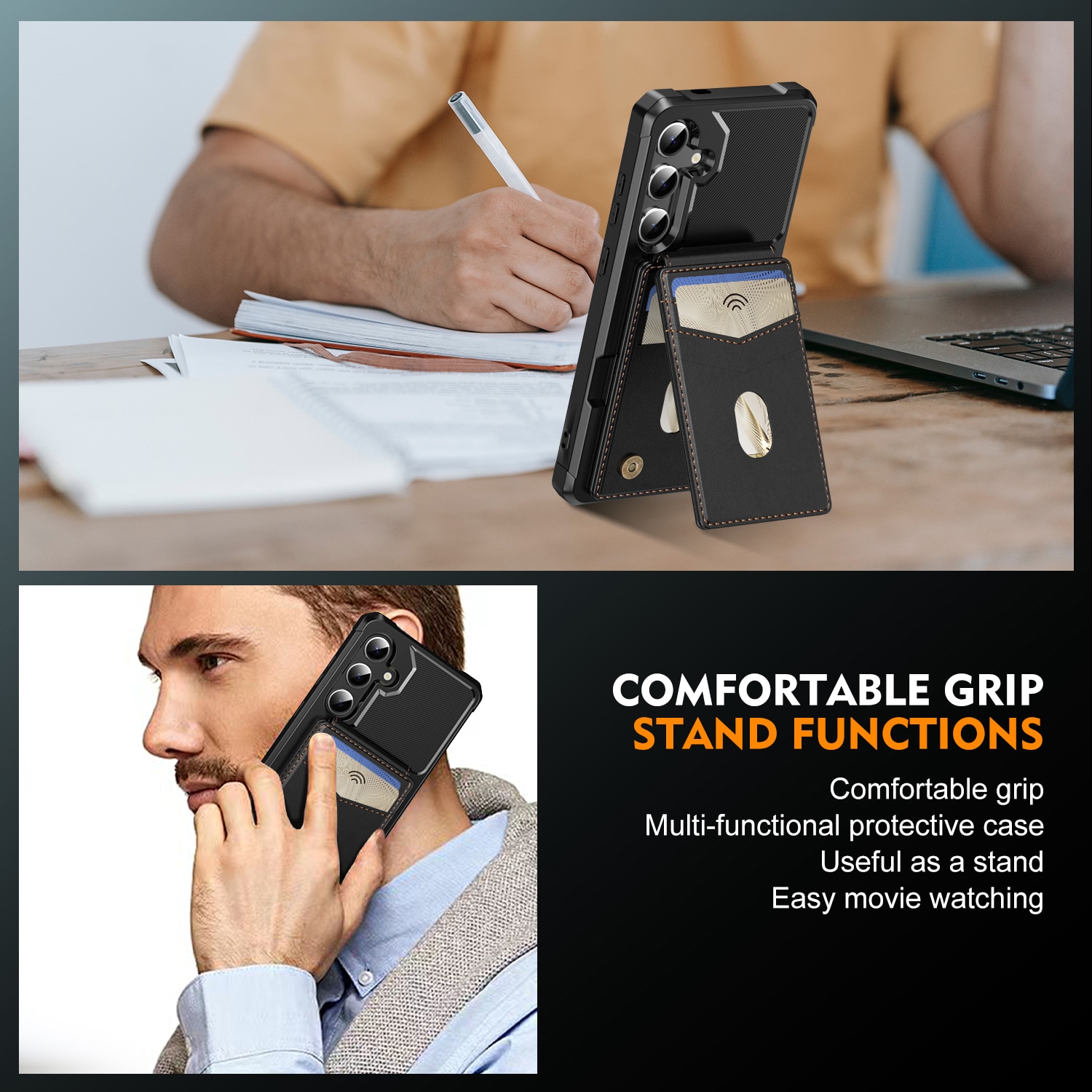 Samsung Galaxy S25 Magnetisk mobildeksel med avtakbar lommebok, Svart